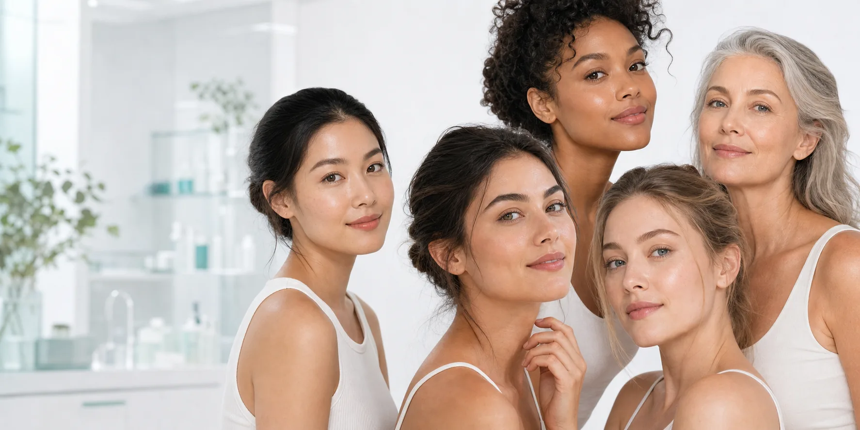 CuraMed Skin international skincare brand image with diverse models for acne care scar care eczema relief sensitive skin repair and barrier recovery